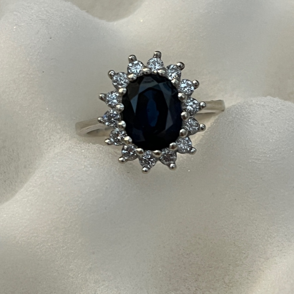 14k gold diamond and sapphire ring